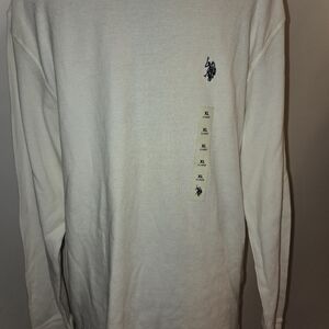 Mens Ralph Lauren Polo L/S NWT White Blue Logo